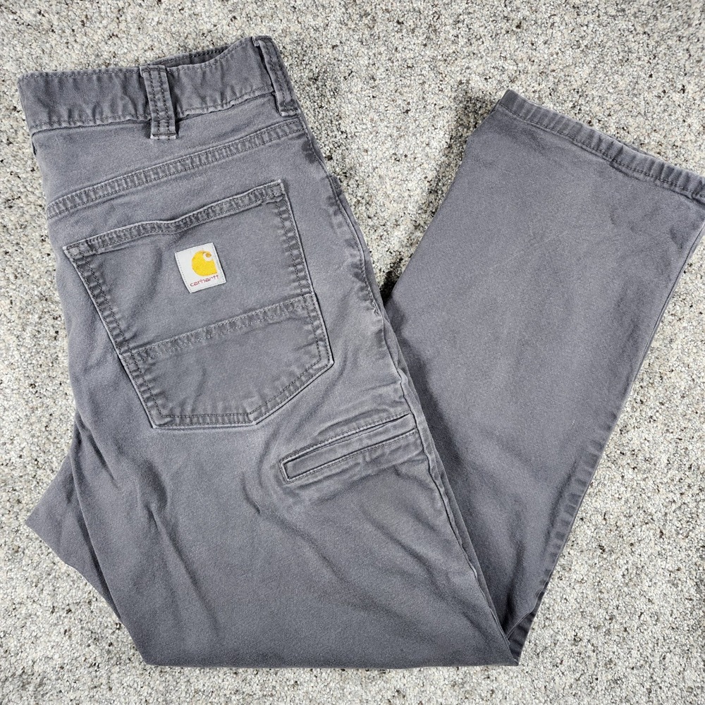 Carhartt Work Pant Mens 33x30 Relaxed Fit Rugged Flex Canvas Gray Excellent